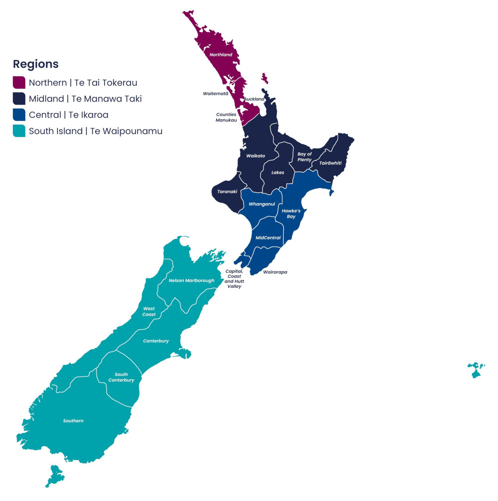 Health New Zealand | Te Whatu Ora map