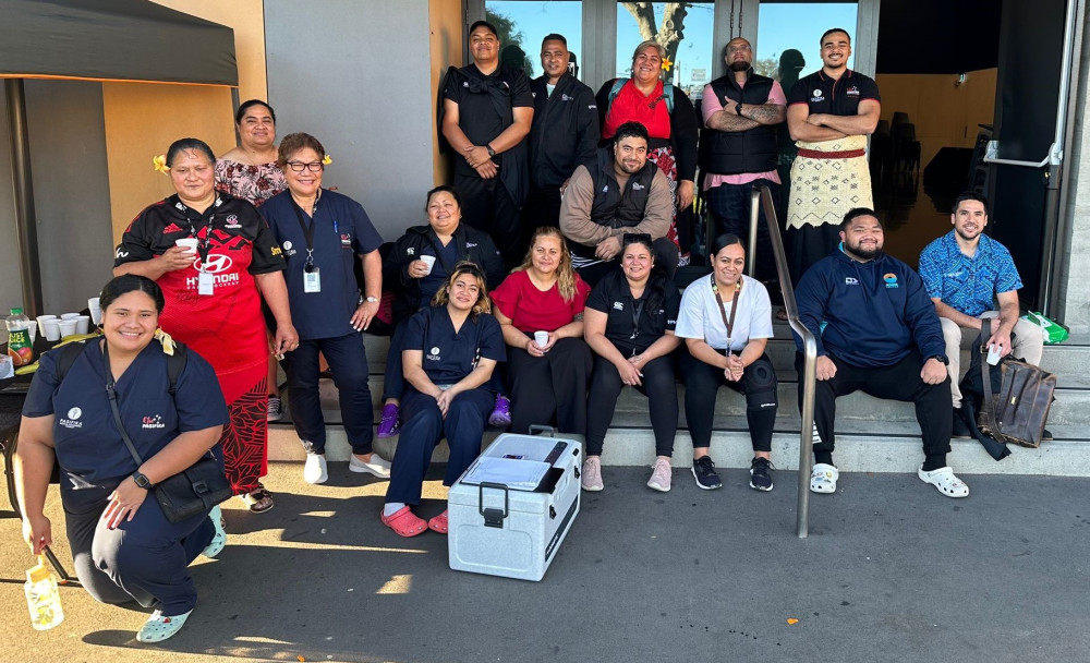 Staff from Etu Pasifika Canterbury at the vaccination drive held at Te Aratai College