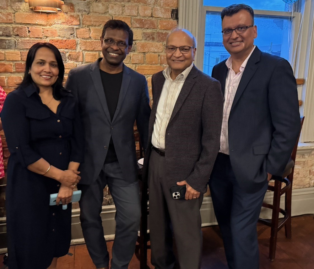 Nazreen Prasad (Cardiology Nurse who has been there since TAVIs started in Waikato), Dr Sanjeevan Pasupati, Mr Nand Kejriwal (Cardiac surgeon – who started the TAVI with Dr Pasupati at Waikato Hospital), Dr Pranesh Jogia (Imaging cardiologist).