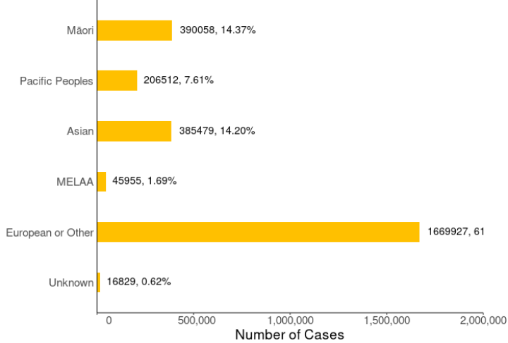 Cases by ethnicity bar graph