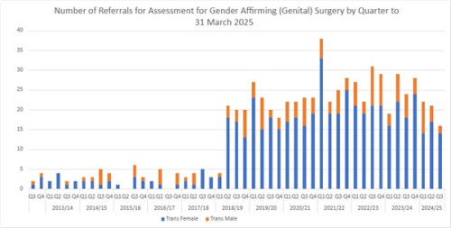 A bar chart showing number of new referrals received by quarter