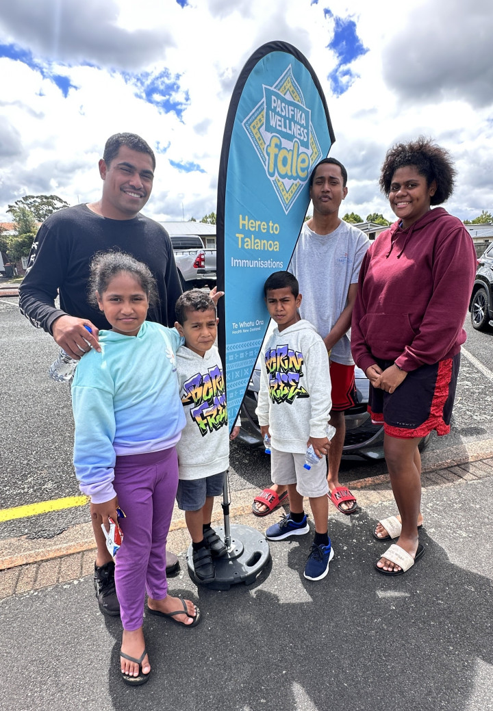 Family attending a vaccination event at Rotorua PIDCT